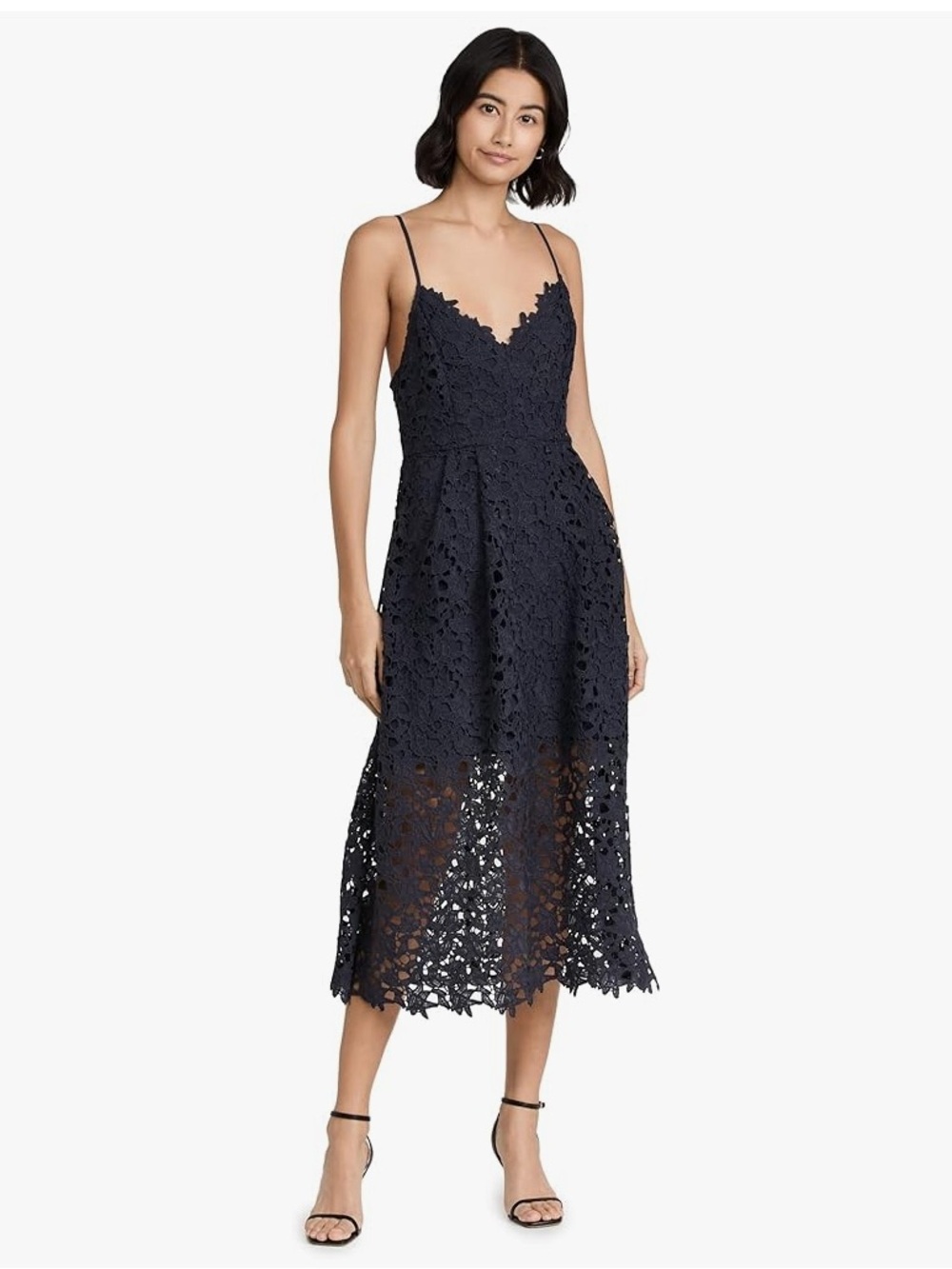 ASTR Navy Lace Midi Dress